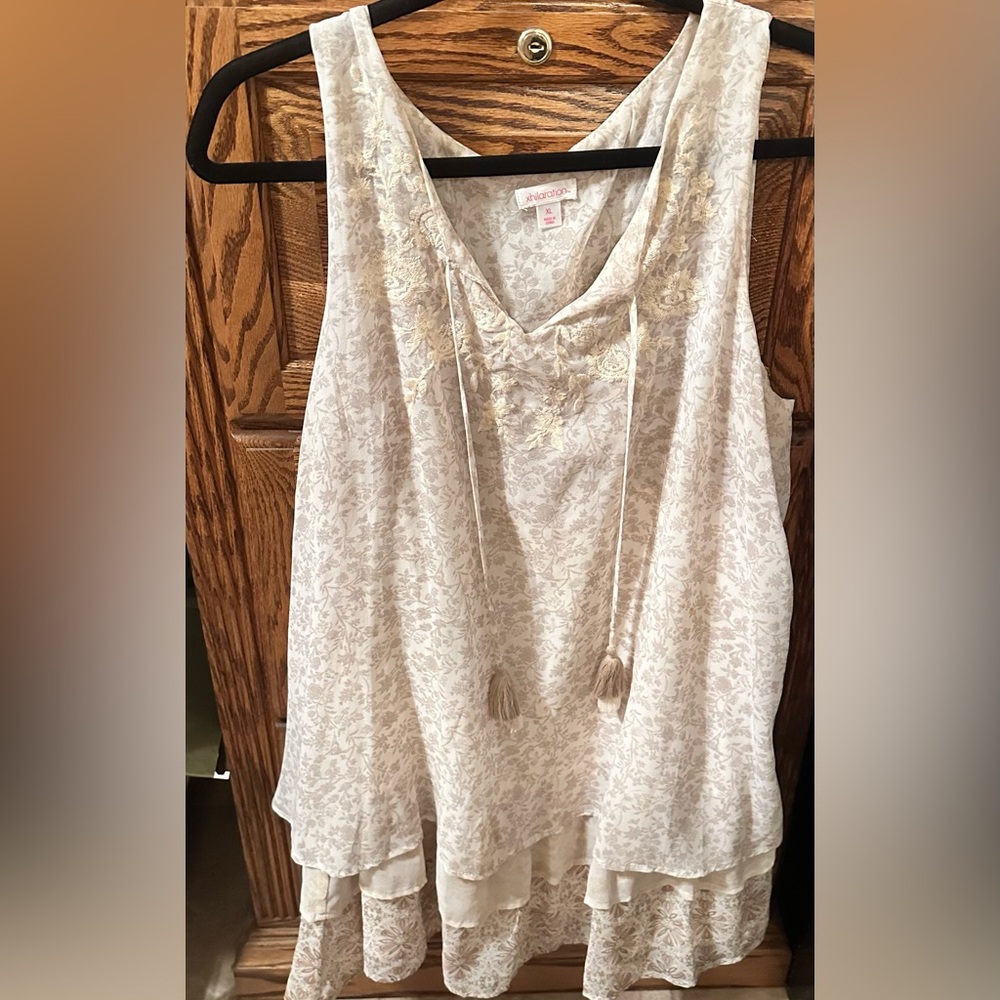Cream floral layered dress